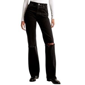 NEW Abercrombie& Fitch High Rise 90s Relaxed Jean Curvy Love Black SZ 12/31 S